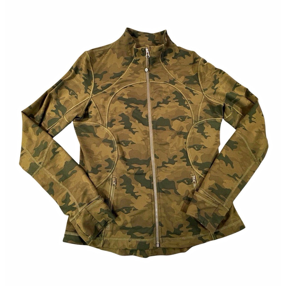 Lululemon Forme Jacket Cuffins Womens 12 Savasana Camo Fatigue Green Full Zip